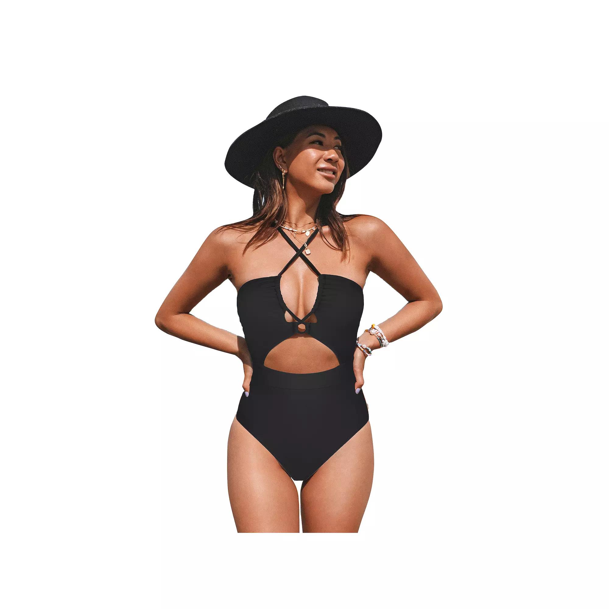 Women's Cupshe Plunging Cutout Criss Cross One-Piece Swimsuit,  Product Image