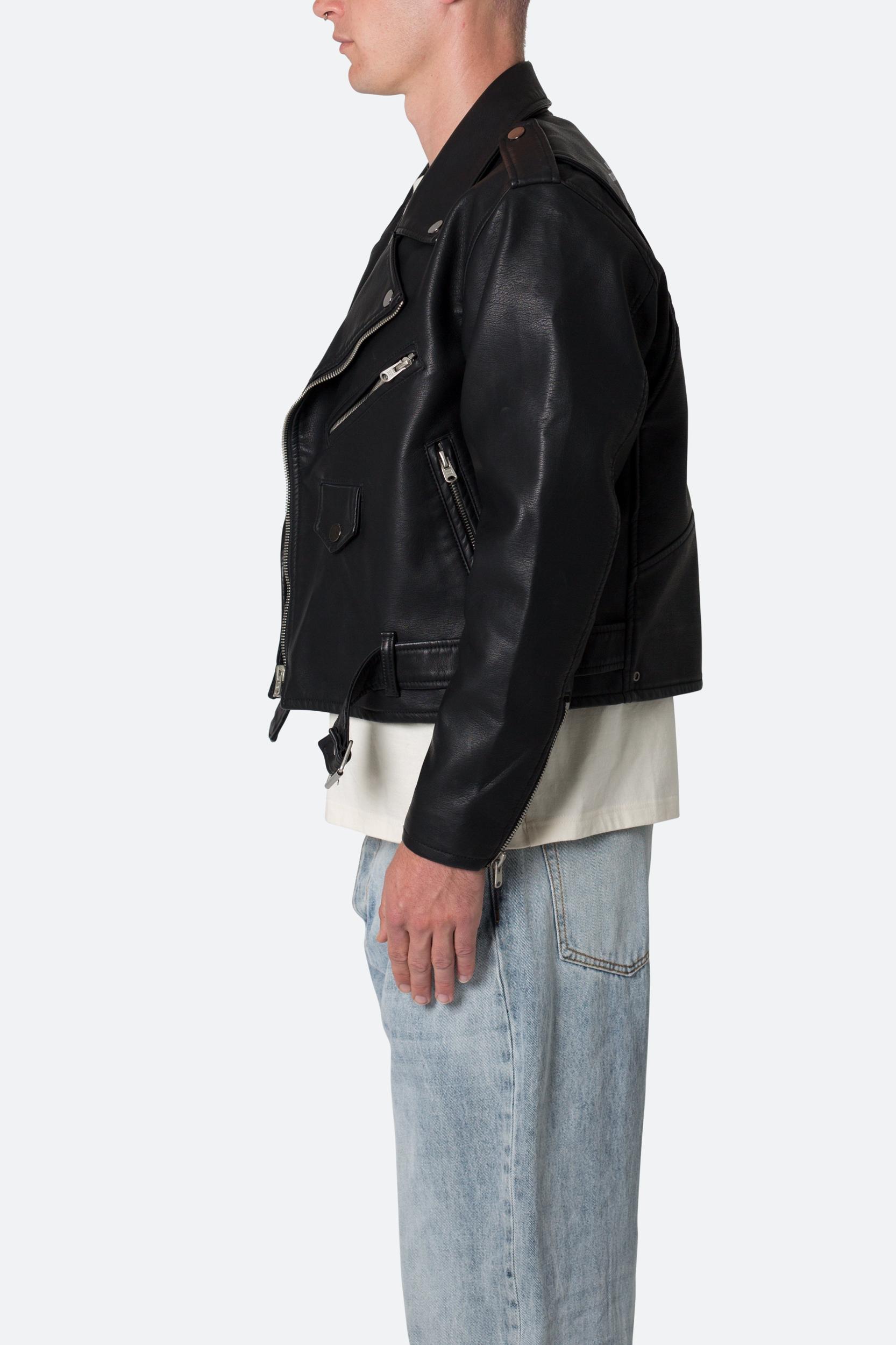 Leather Moto Jacket - Black Product Image