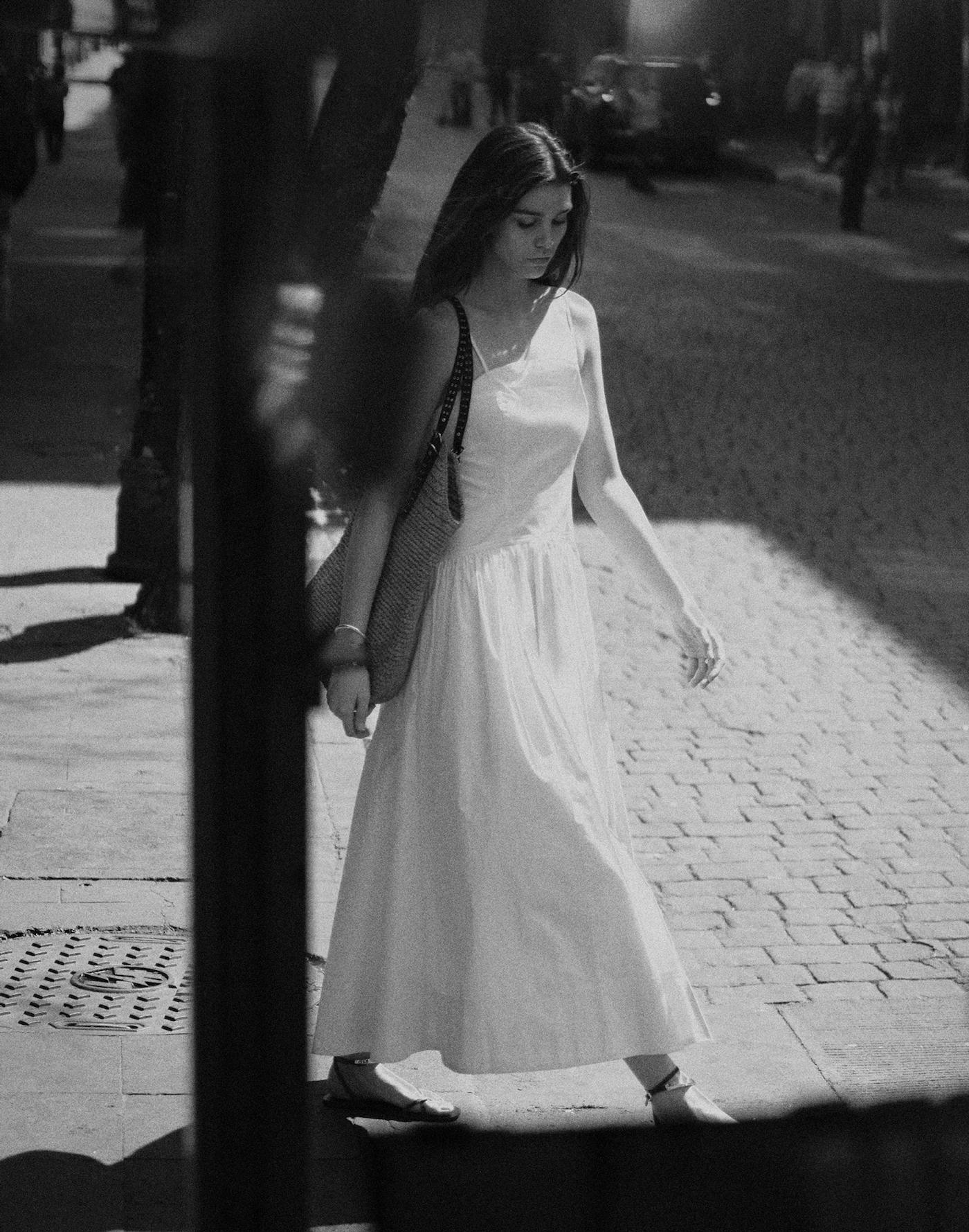 Petite Poplin Seamed Midi Dress Product Image