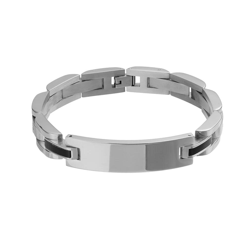 Kristen Kesho Stainless Steel Black Onyx Bracelet, Men's, Size: 8.75 Product Image