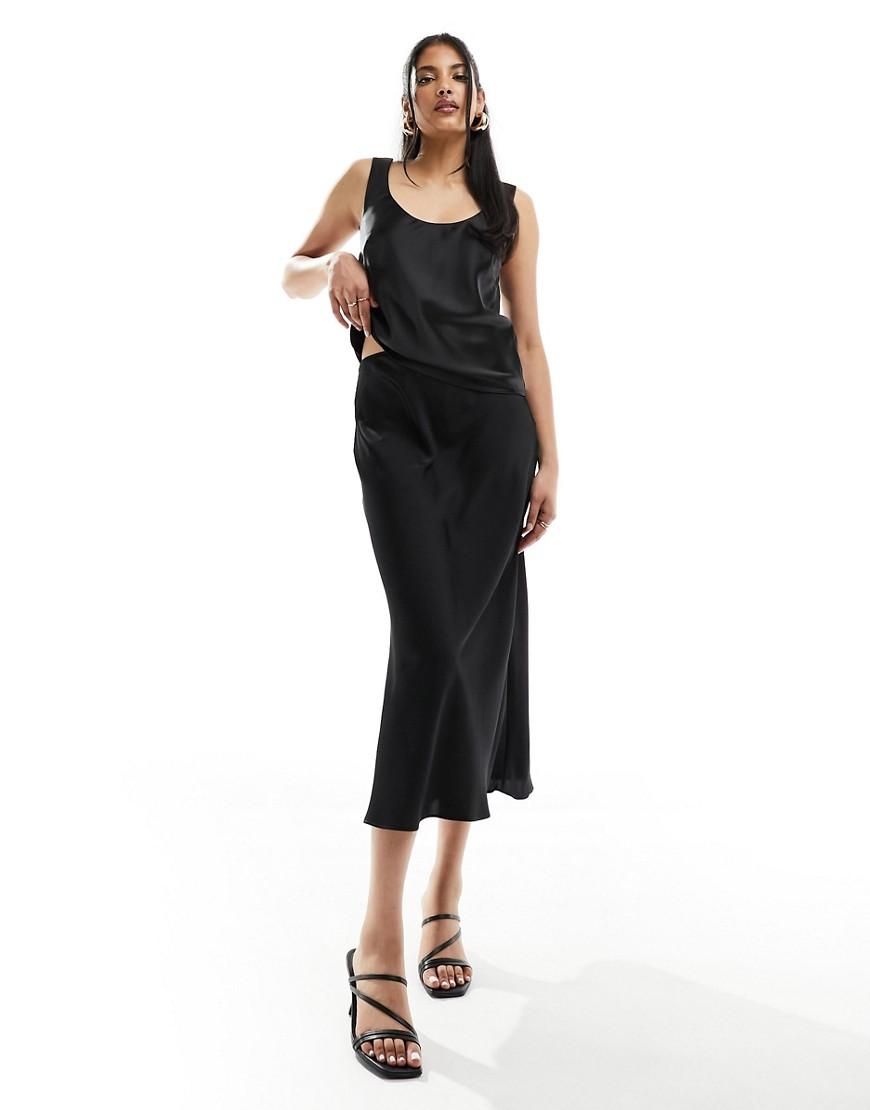 ASOS DESIGN satin bias midi skirt Product Image