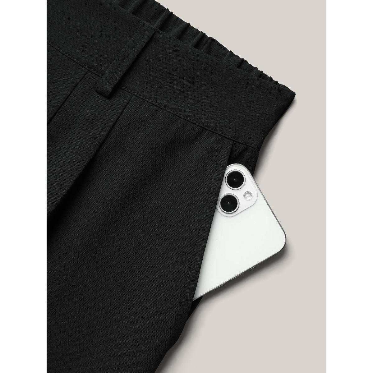 Plus Size Very Stretchy Waist Flared Leg Pants Women Black At the Office Straight Leg Mid Rise Work Pants BloomChic 14-16/1X Product Image