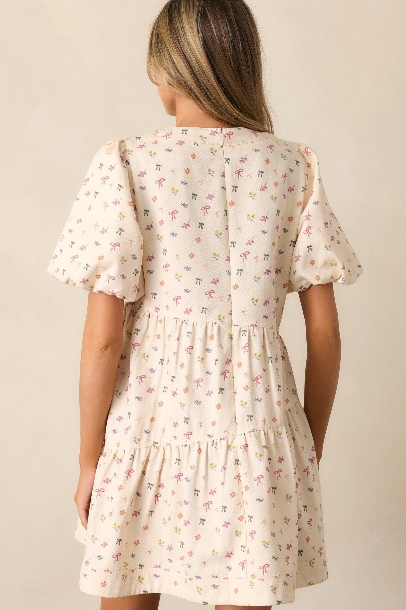 Gone Dancing Cotton Ivory Floral Mini Dress Product Image
