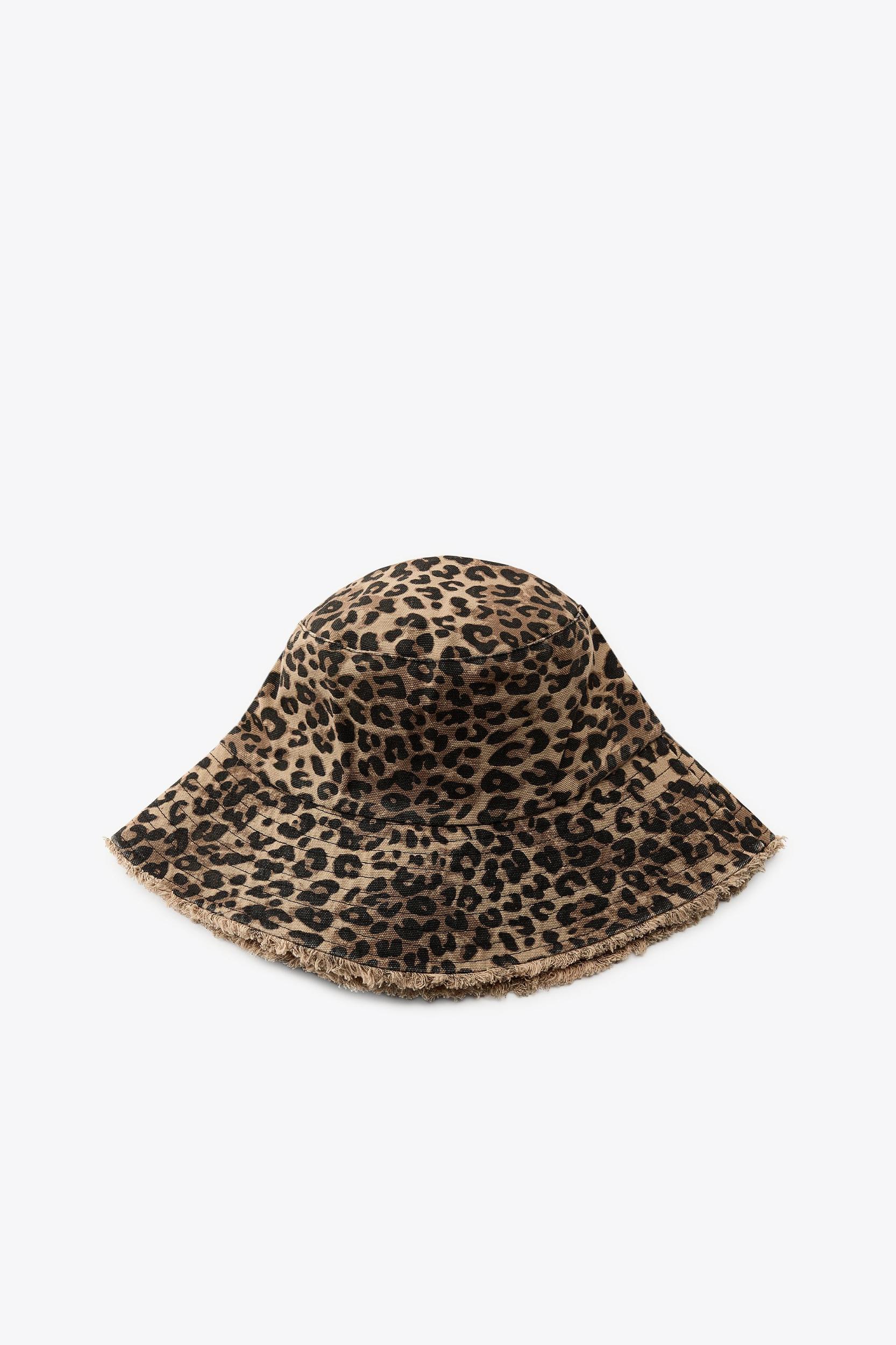 ANIMAL PRINT FRAYED BUCKET HAT Product Image