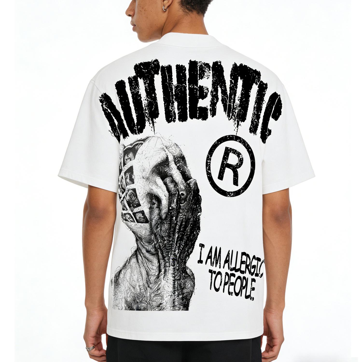 Sopula Vintage I Am Allergic To People Graphics Print Cotton T-shirt Product Image