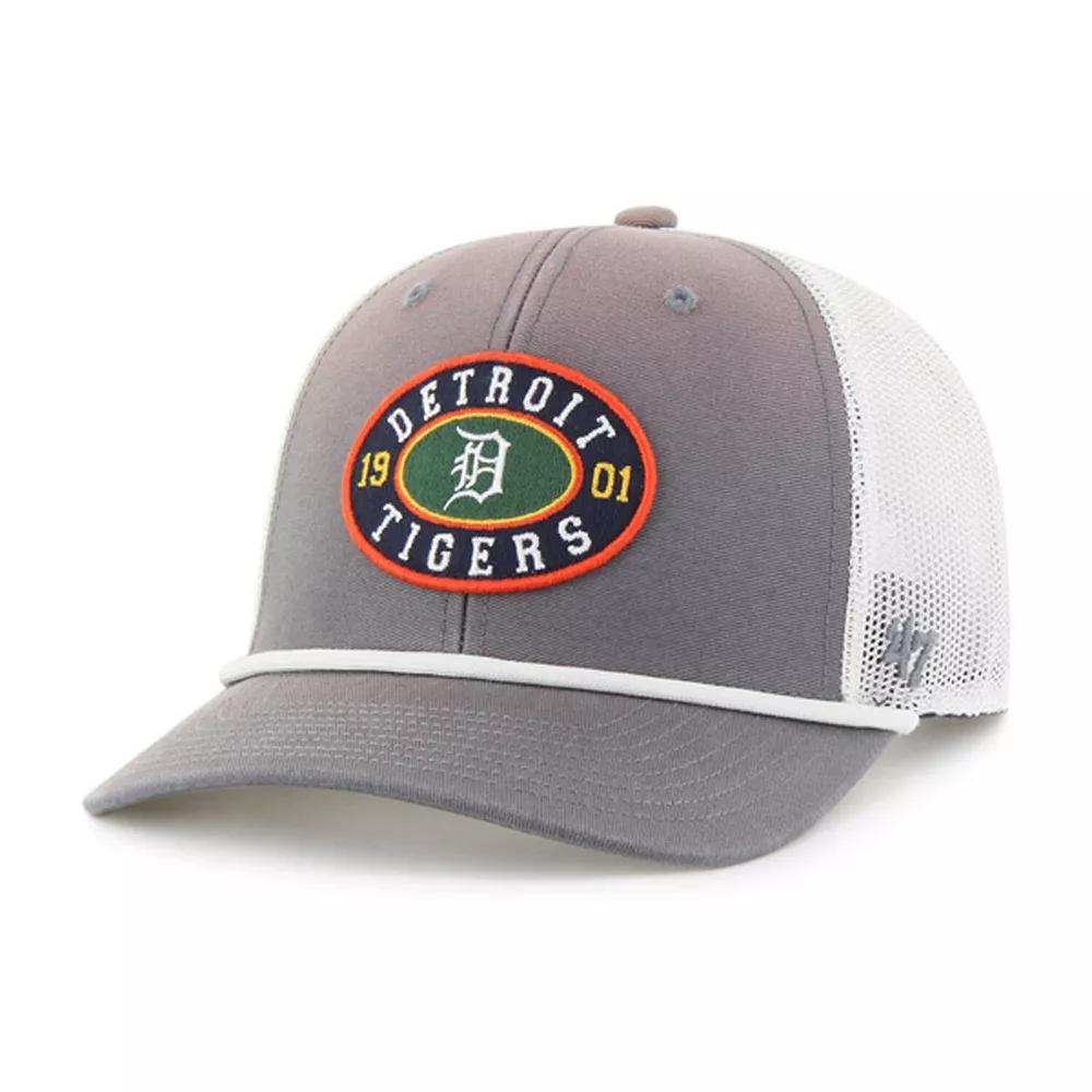 Mens 47 Gray/White Detroit Tigers Tide Sweep Rope Trucker Adjustable Hat Product Image