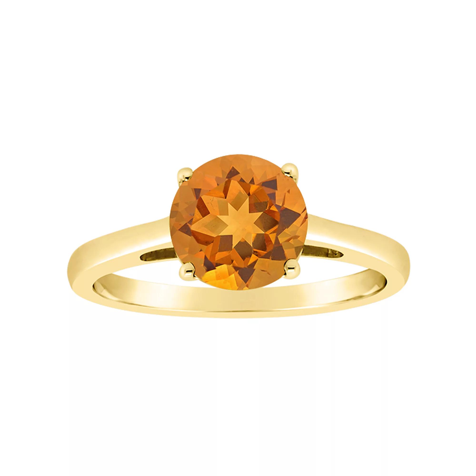 Alyson Layne 14k Gold Round Citrine Solitaire Ring, Women's, Size: 8 Product Image
