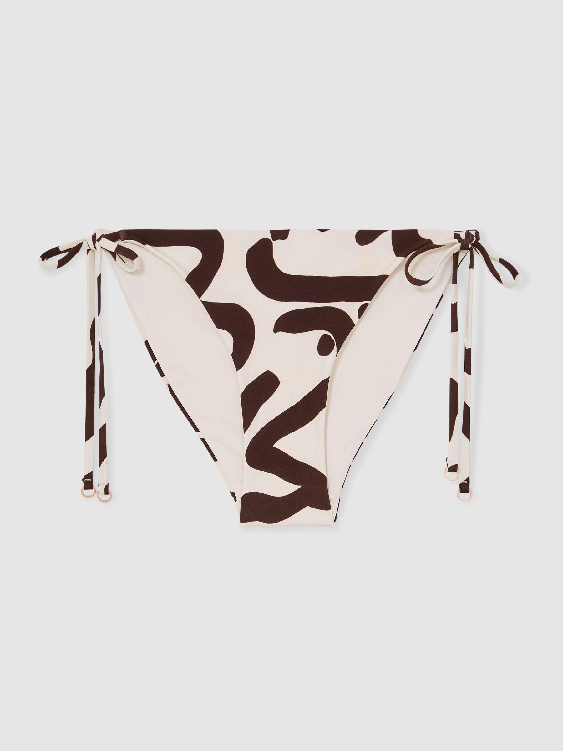 Printed Bikini Bottoms in Chocolate/Cream Product Image