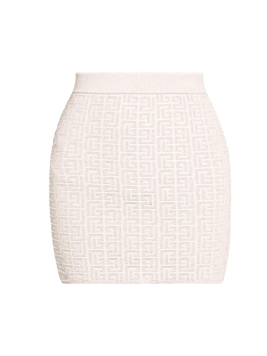 Womens Glitter Monogram Knit Miniskirt Product Image