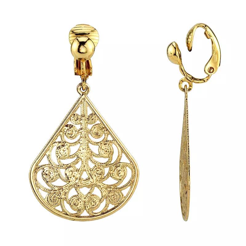 1928 Filigree Detail Teardrop Earrings, Womens, Gold Tone Product Image