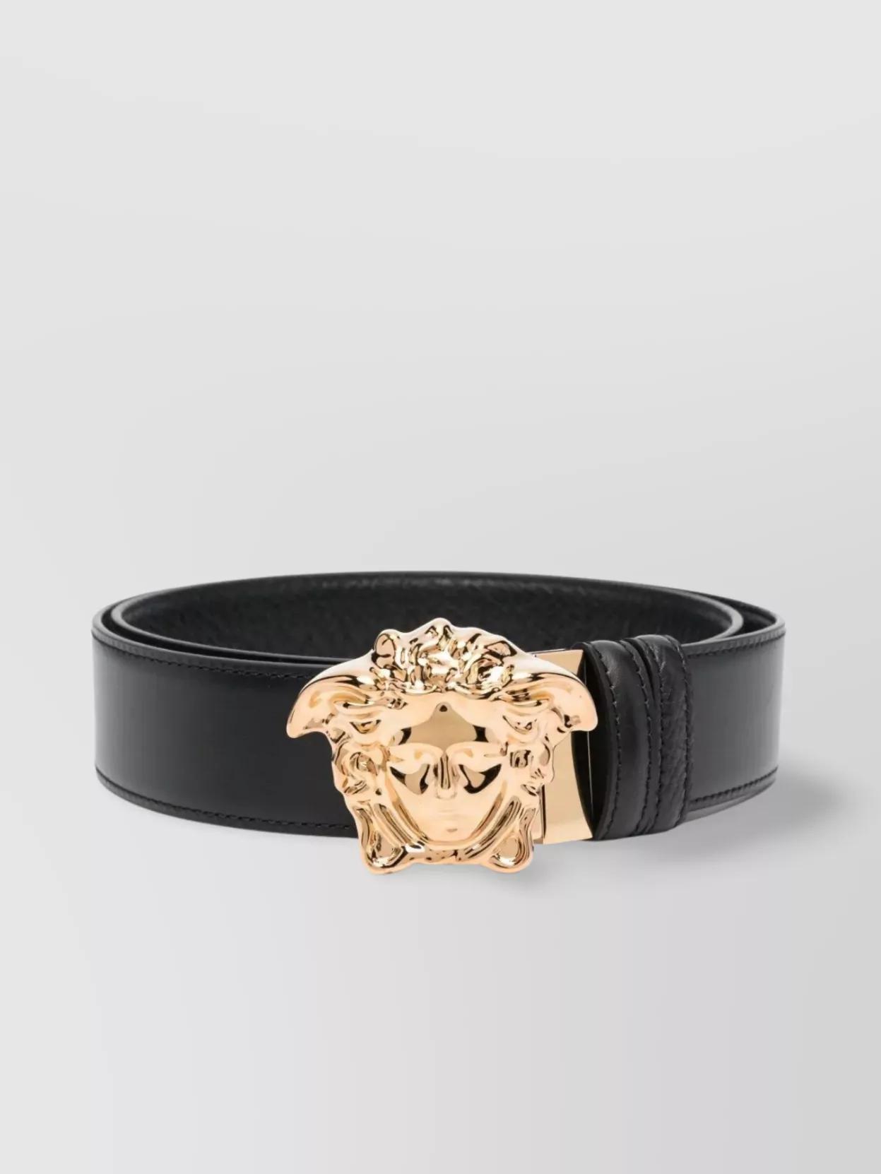 VERSACE La Medusa Leather Belt Man Belt Black Size 39.5 Calfskin Product Image
