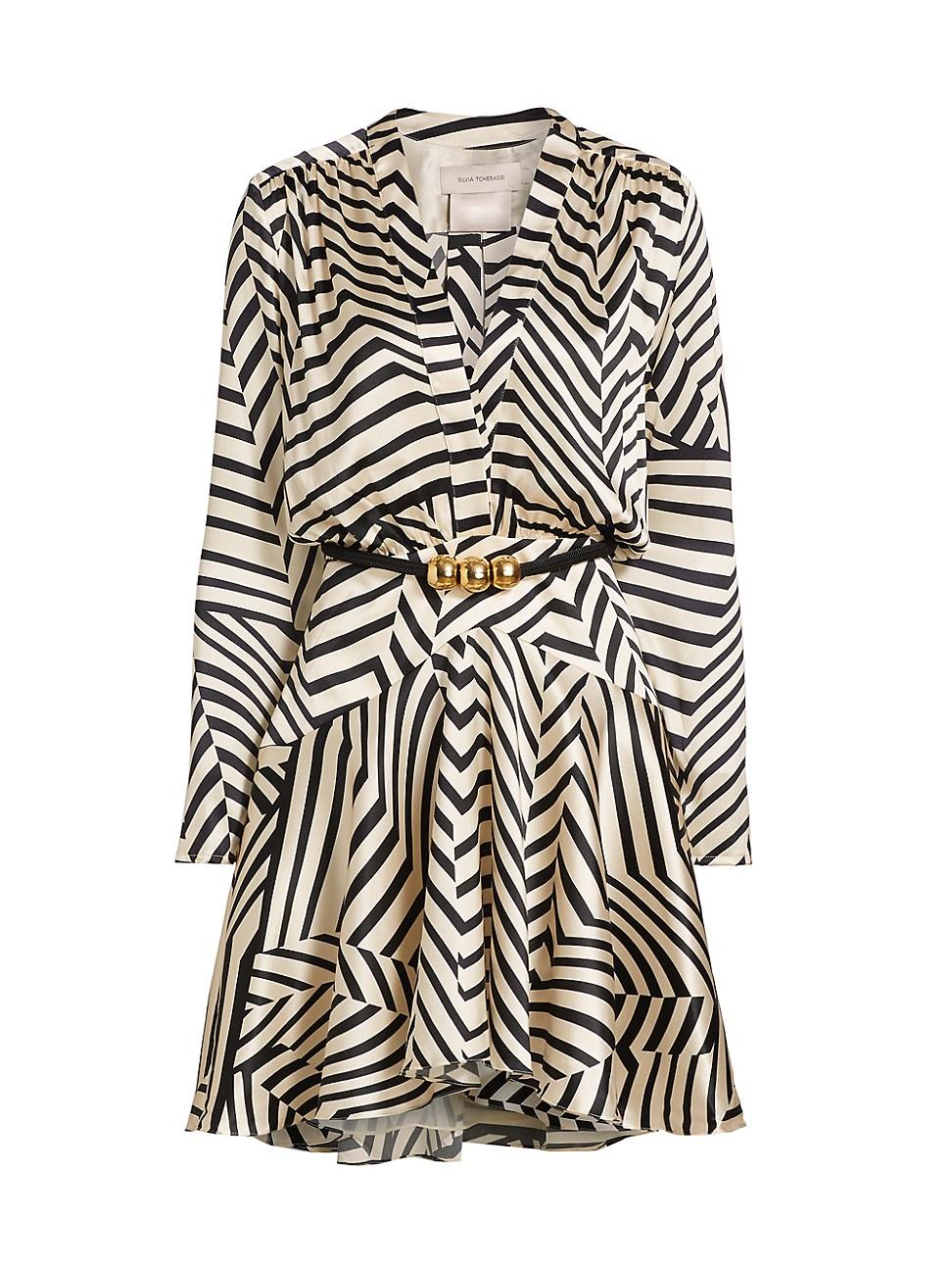 Womens Stripe Stretch-Silk Minidress Product Image