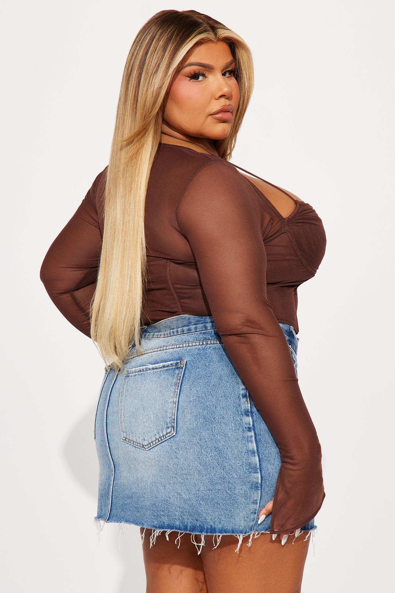 Melanie Mesh Corset Top - Brown Product Image