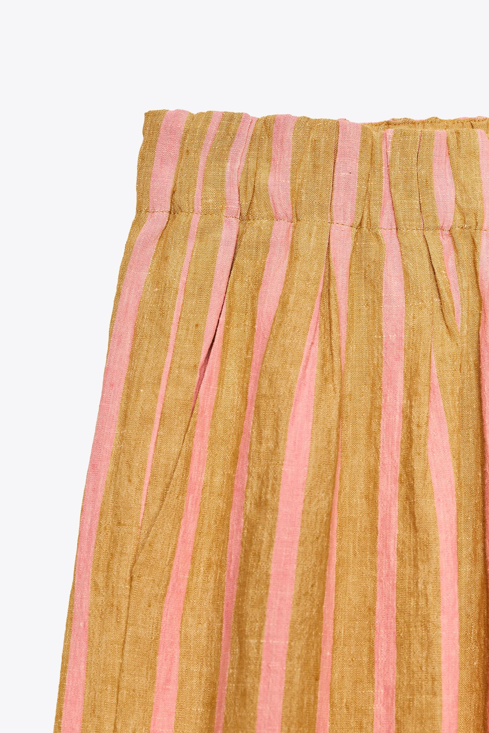 STRIPED LINEN BLEND PANTS ZW COLLECTION Product Image