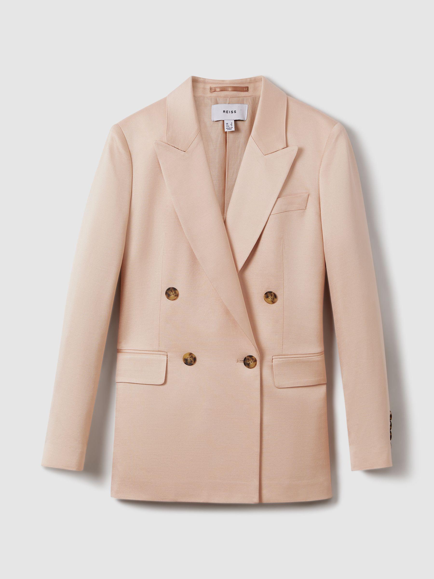 Double Breasted Satin Blazer in Pink Product Image