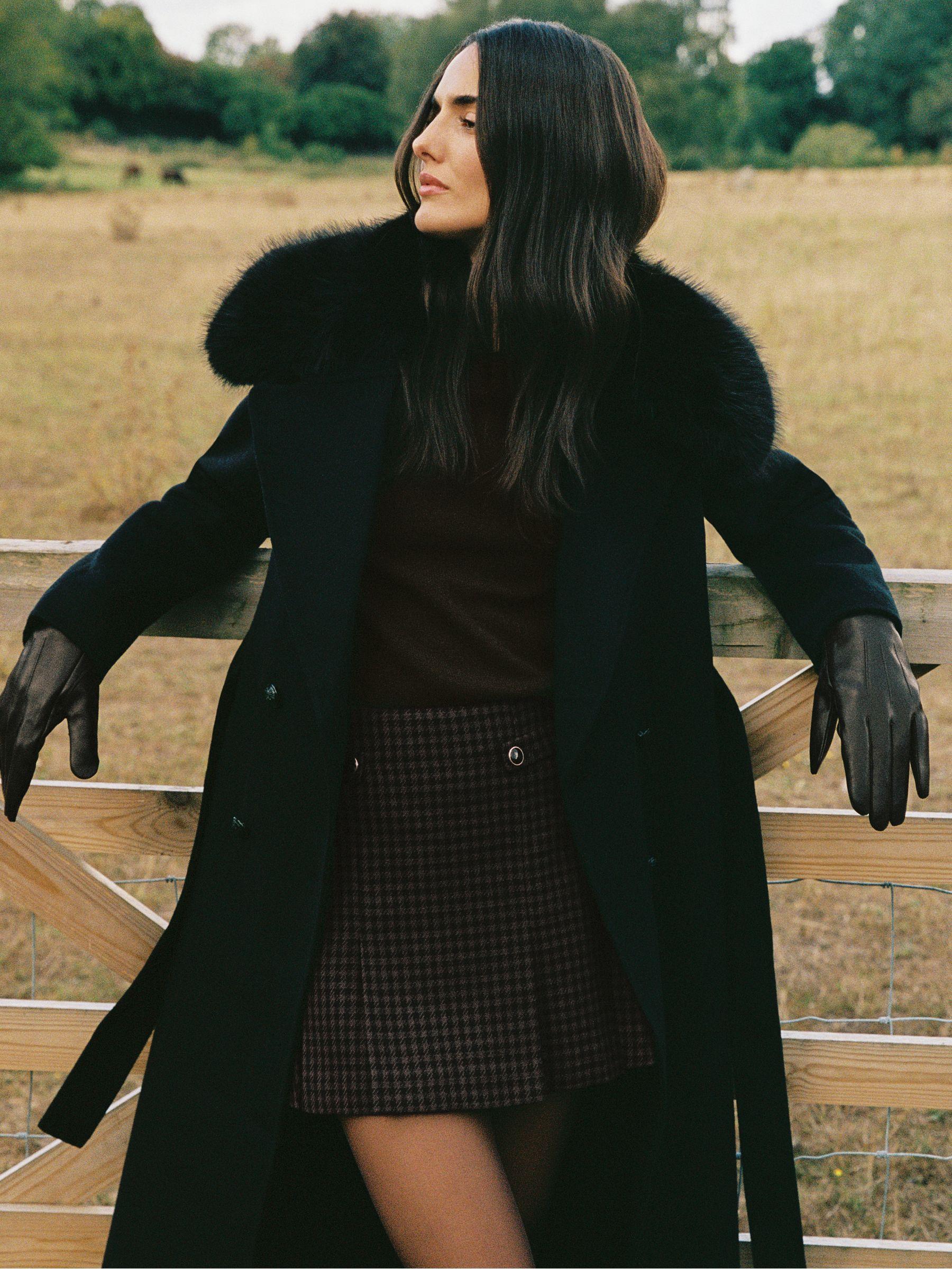 Petite Double-Breasted Blindseam Coat Wool-Blend in Burgundy Product Image