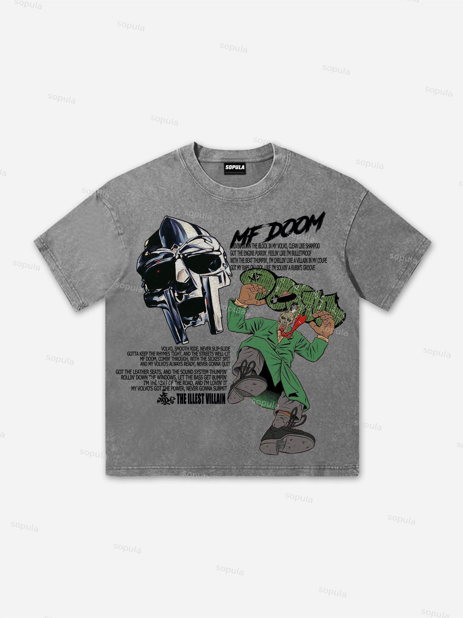 Sopula The Illest Villain Mf Doom Vintage Graphic Acid Washed T-shirt Product Image