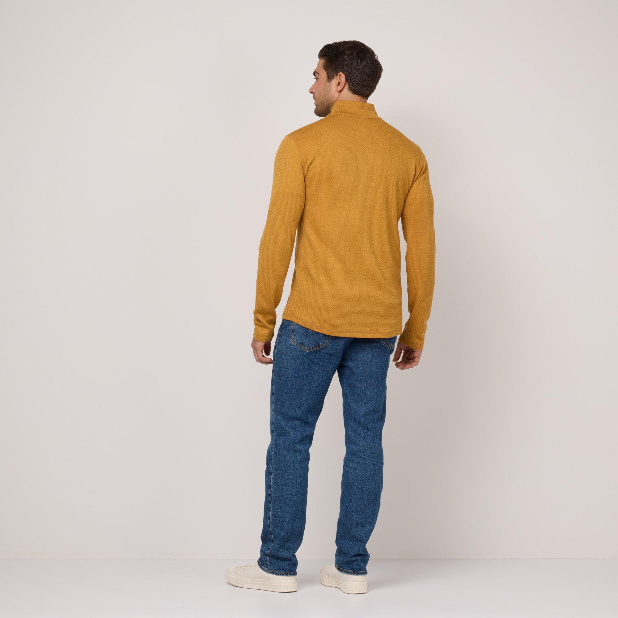 Merino Wool Honeycomb Quarter Zip | Ochre Product Image
