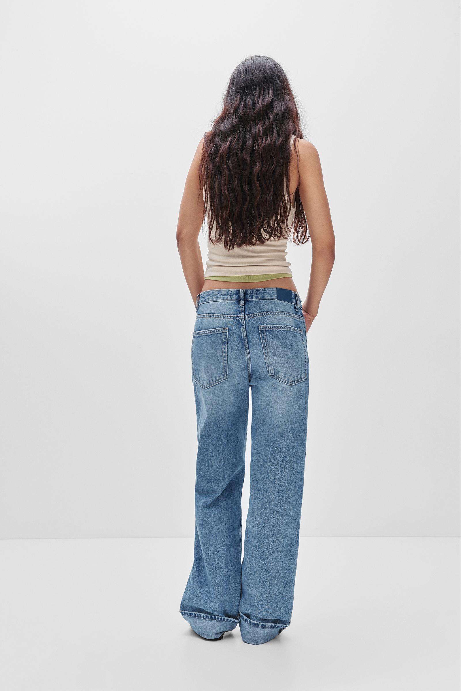 Straight-leg baggy jeans with turn-up hems Product Image