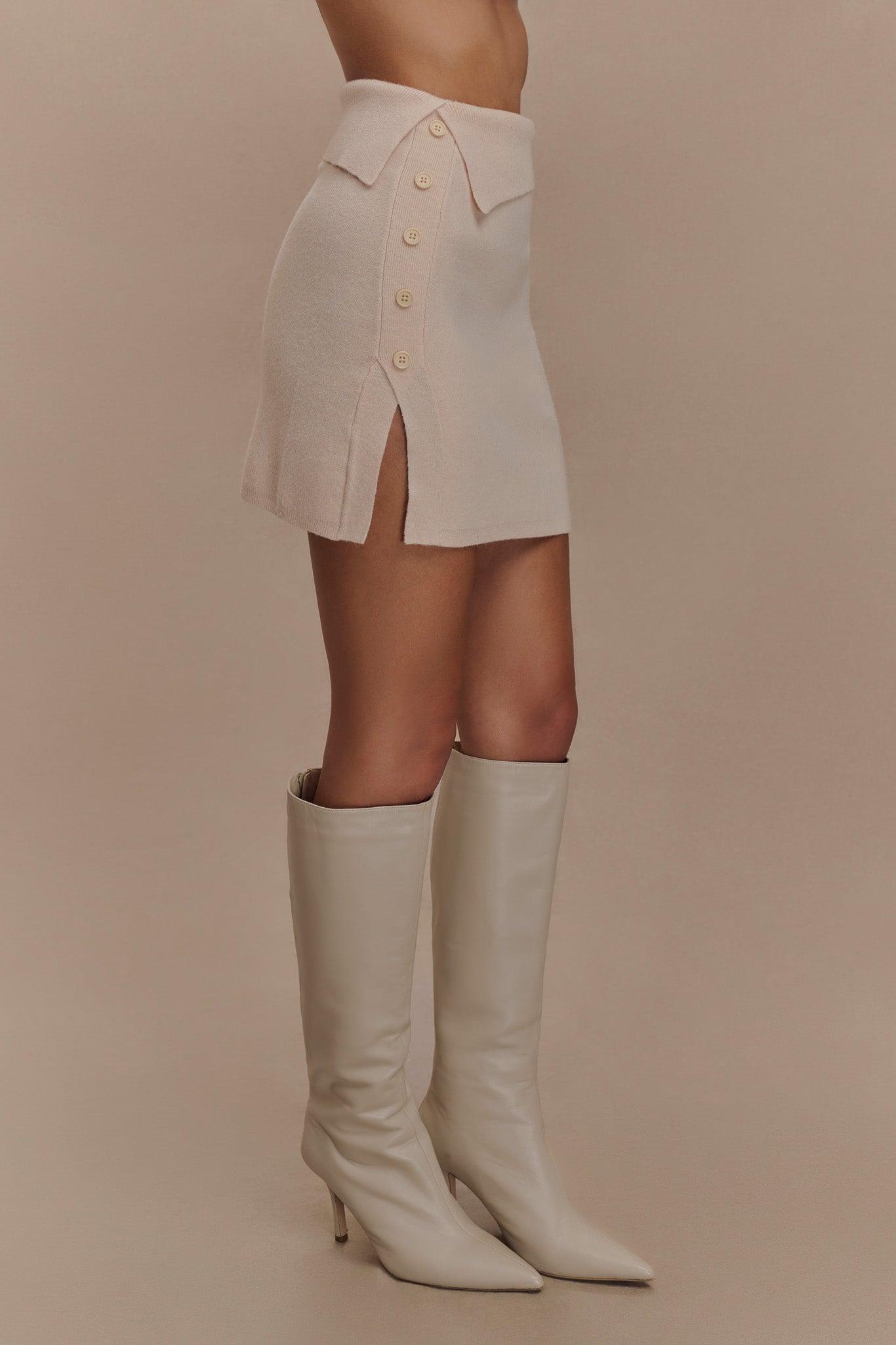 Annabelle Knit Mini Skirt - Cream Product Image