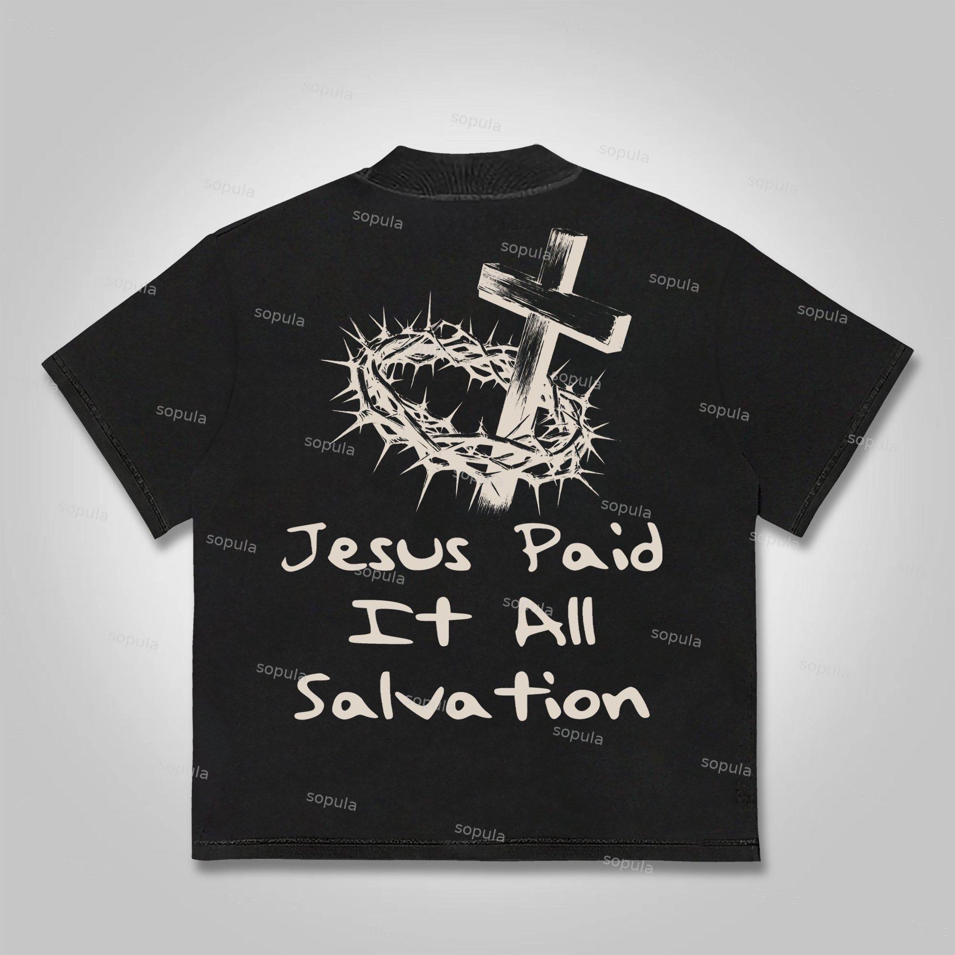 Sopula Jesus Paid It All Salvation Cotton T-shirt Product Image