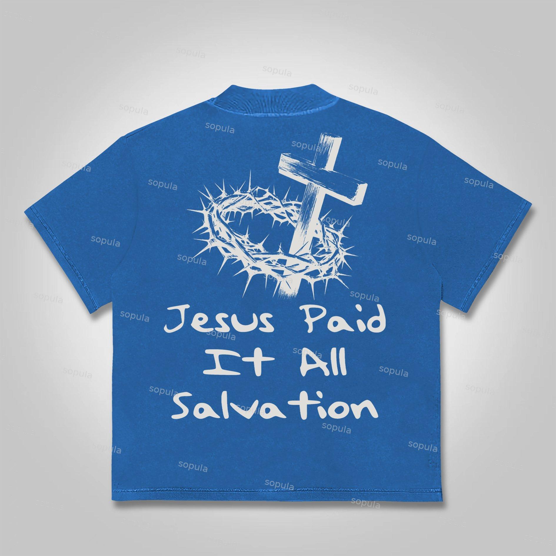 Sopula Jesus Paid It All Salvation Cotton T-shirt Product Image