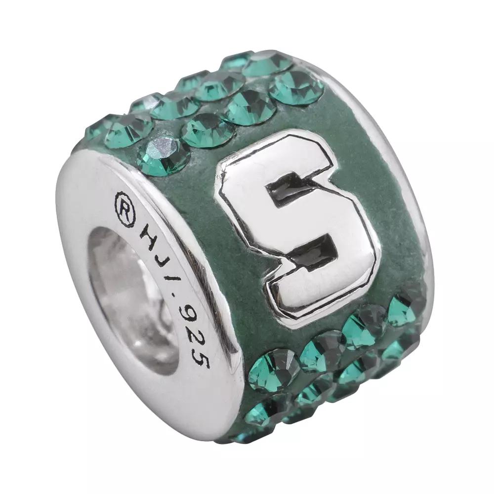 LogoArt Michigan State Spartans Sterling Silver Crystal Logo Bead, Women's, Green Product Image