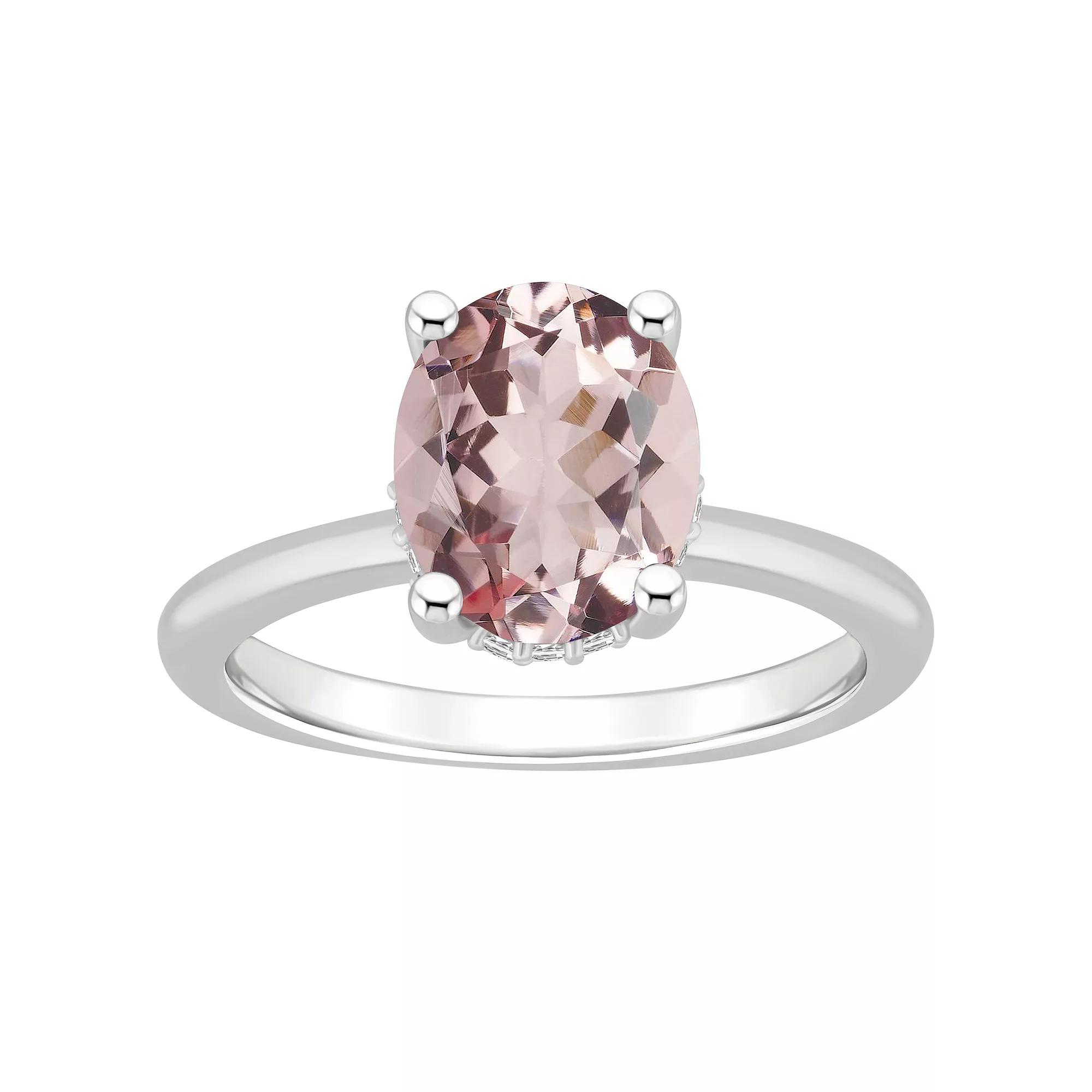 Alyson Layne 14k White Gold Oval Morganite & Diamond Accent Ring, Womens Product Image