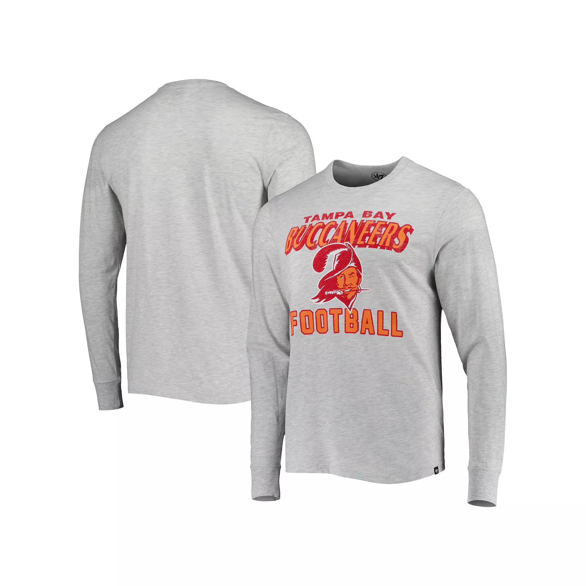 Men's '47 Heathered Gray Tampa Bay Buccaneers Dozer Franklin Long Sleeve T-Shirt,  Product Image