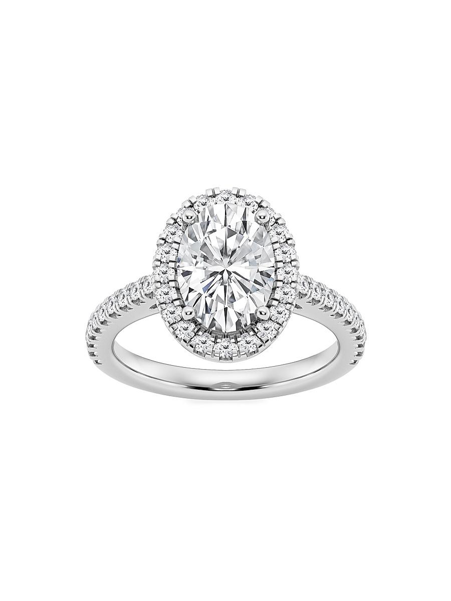Womens 14K White Gold & Lab-Grown Diamond Halo Engagement Ring/1.30-3.60 TCW Product Image