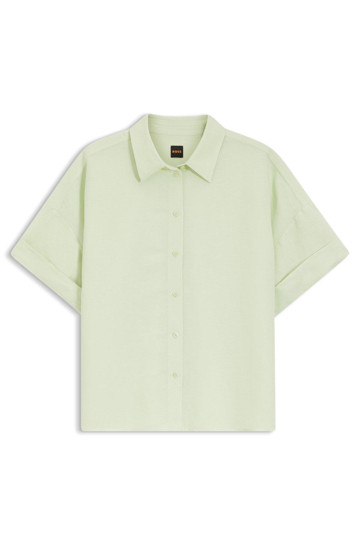 Regular-fit blouse with rolled cuffs Product Image