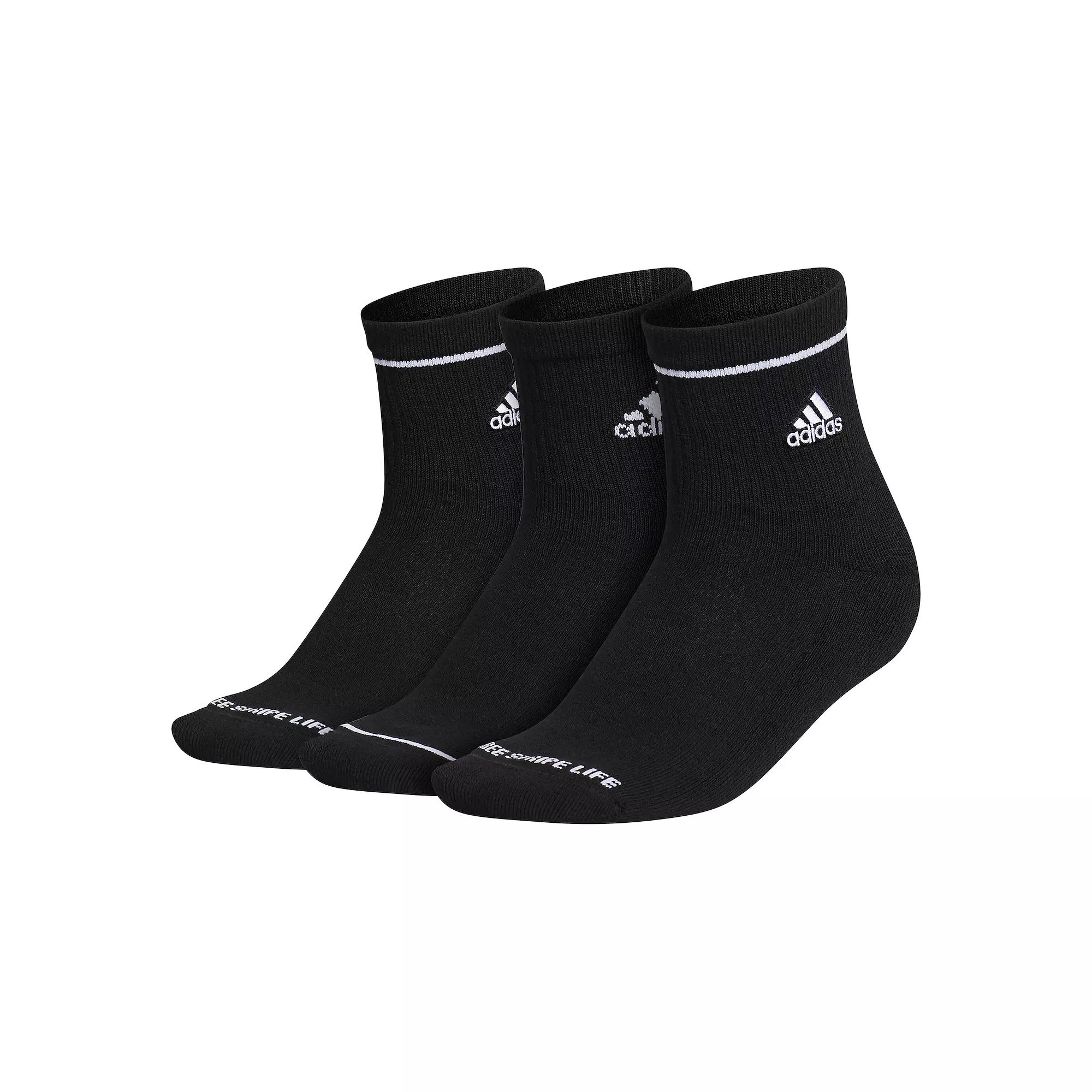 Women's adidas Cushioned Sport 2.0 3-Pack High Quarter Socks, Size: 9-11, Black Product Image