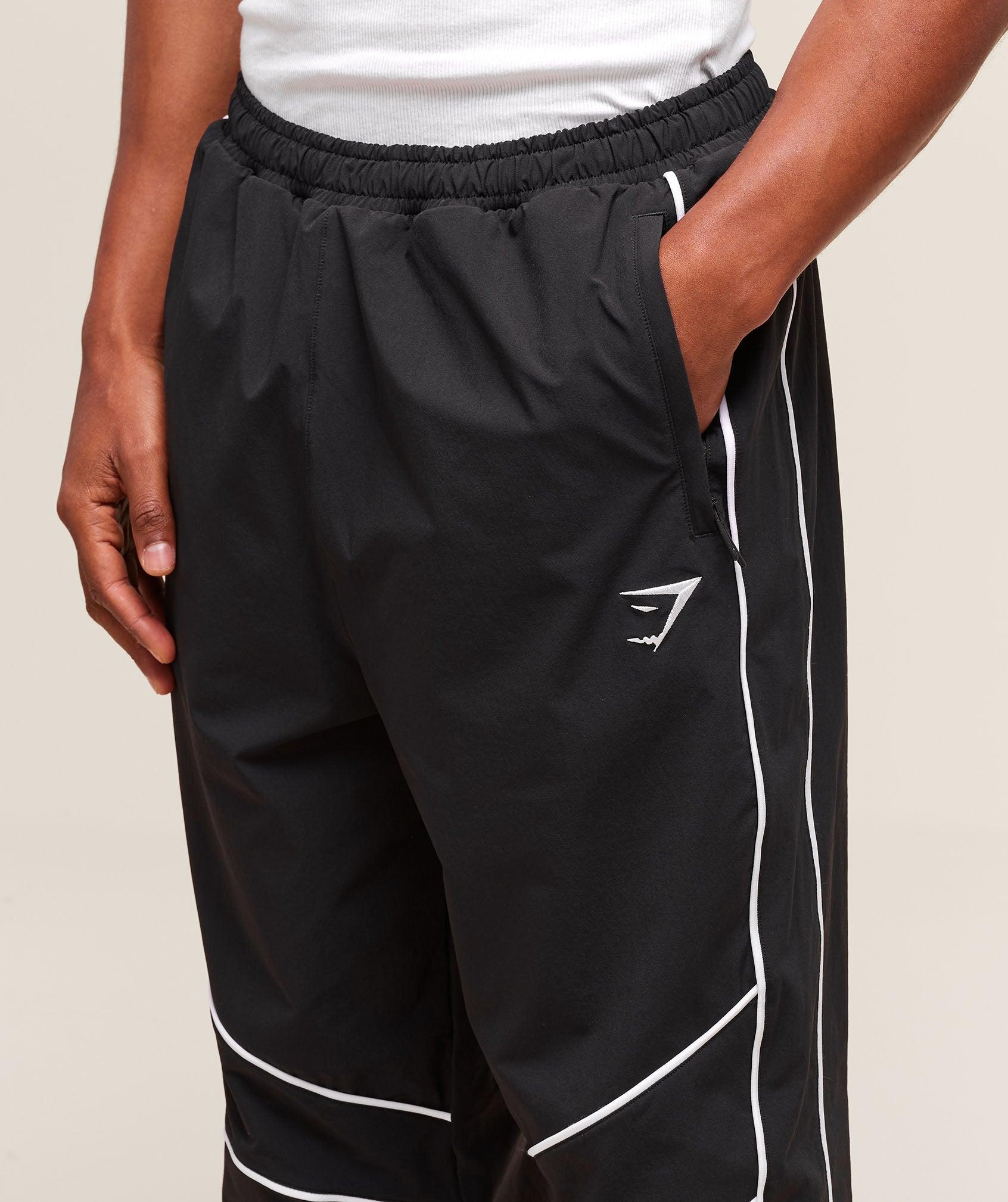 Gymshark Retro Crinkle Track Pants - Black Male Product Image