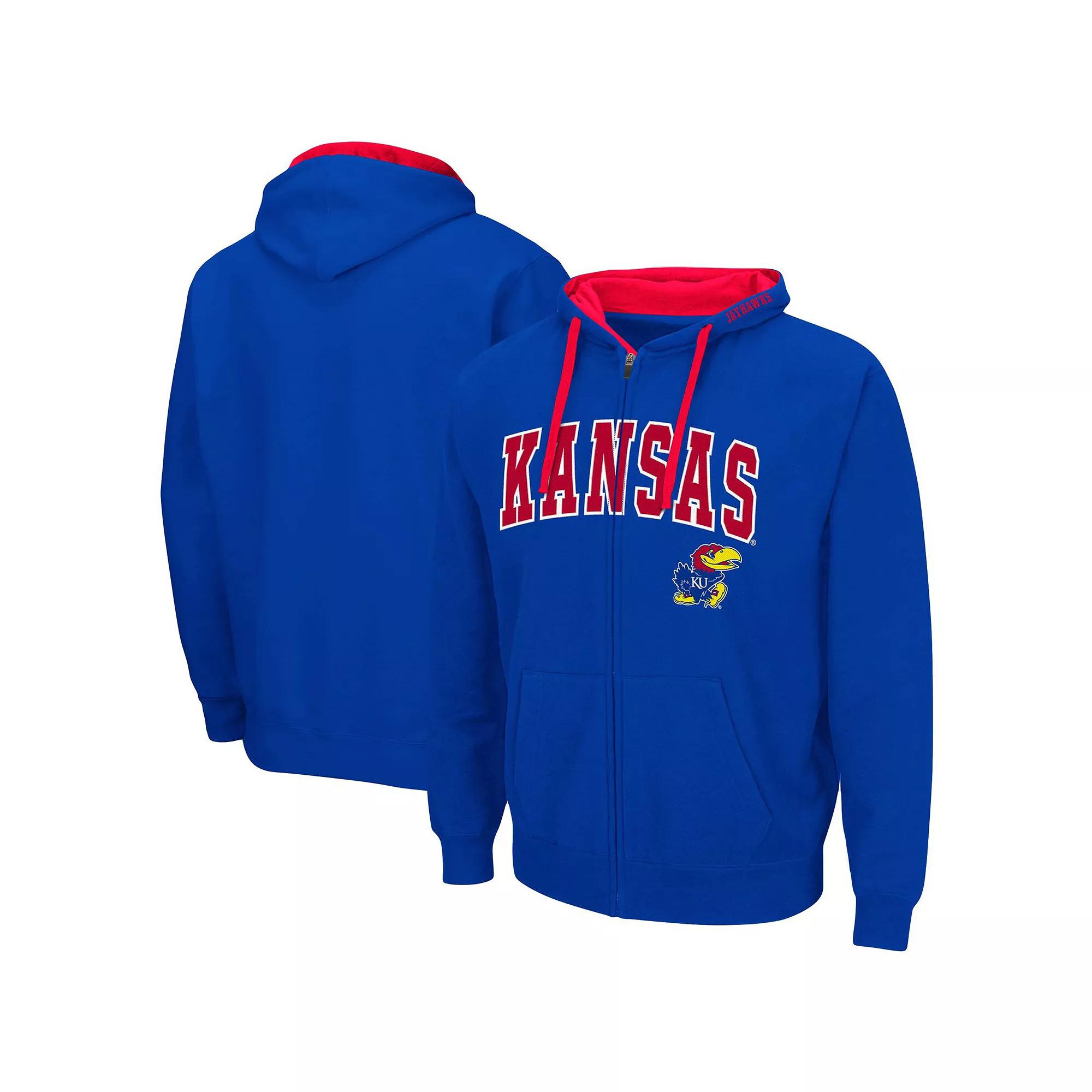 Men's Colosseum Royal Kansas Jayhawks Big & Tall Full-Zip Hoodie, Size: 3XLT, Blue Product Image