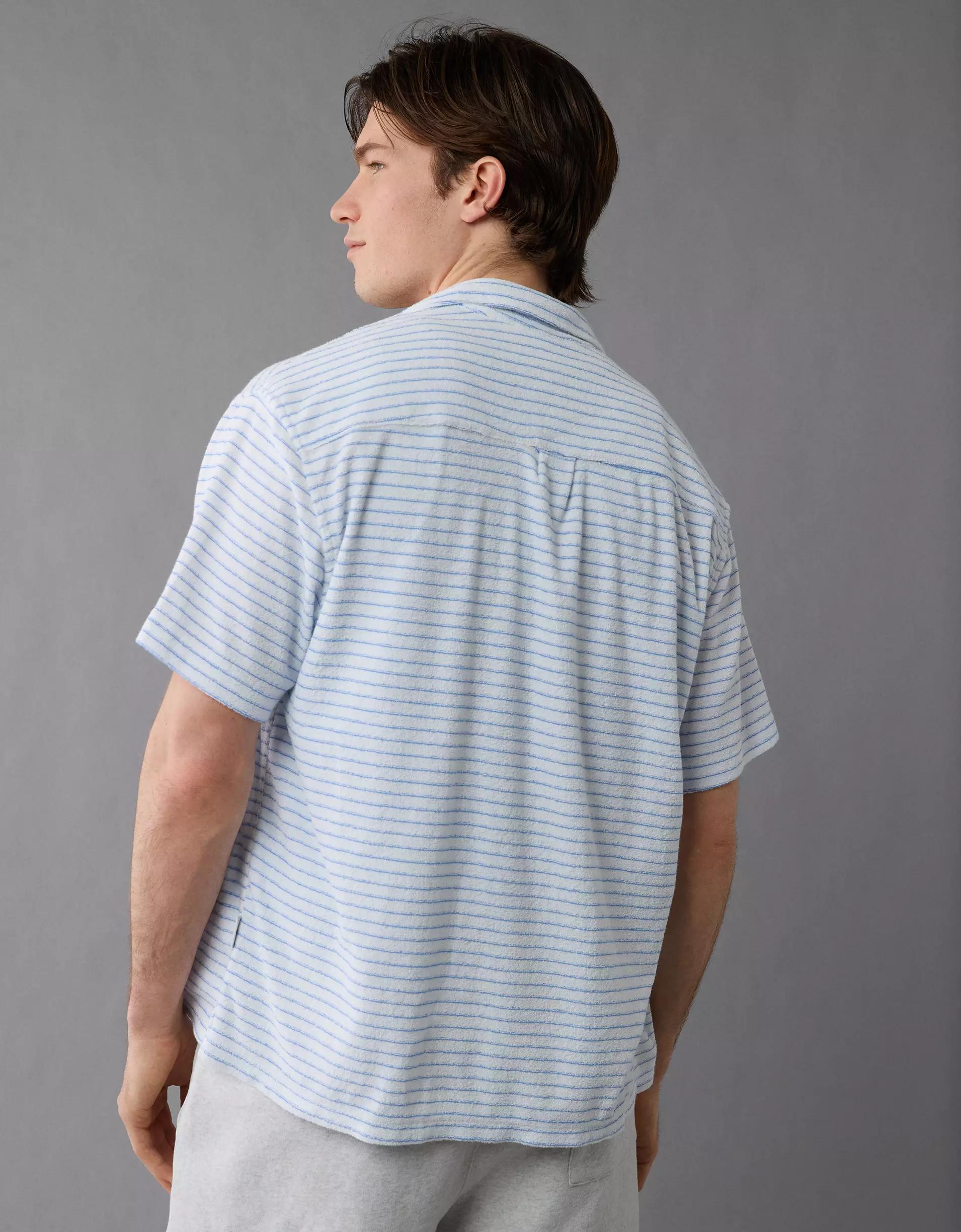 AE Terry Striped Button-Up Shirt Product Image