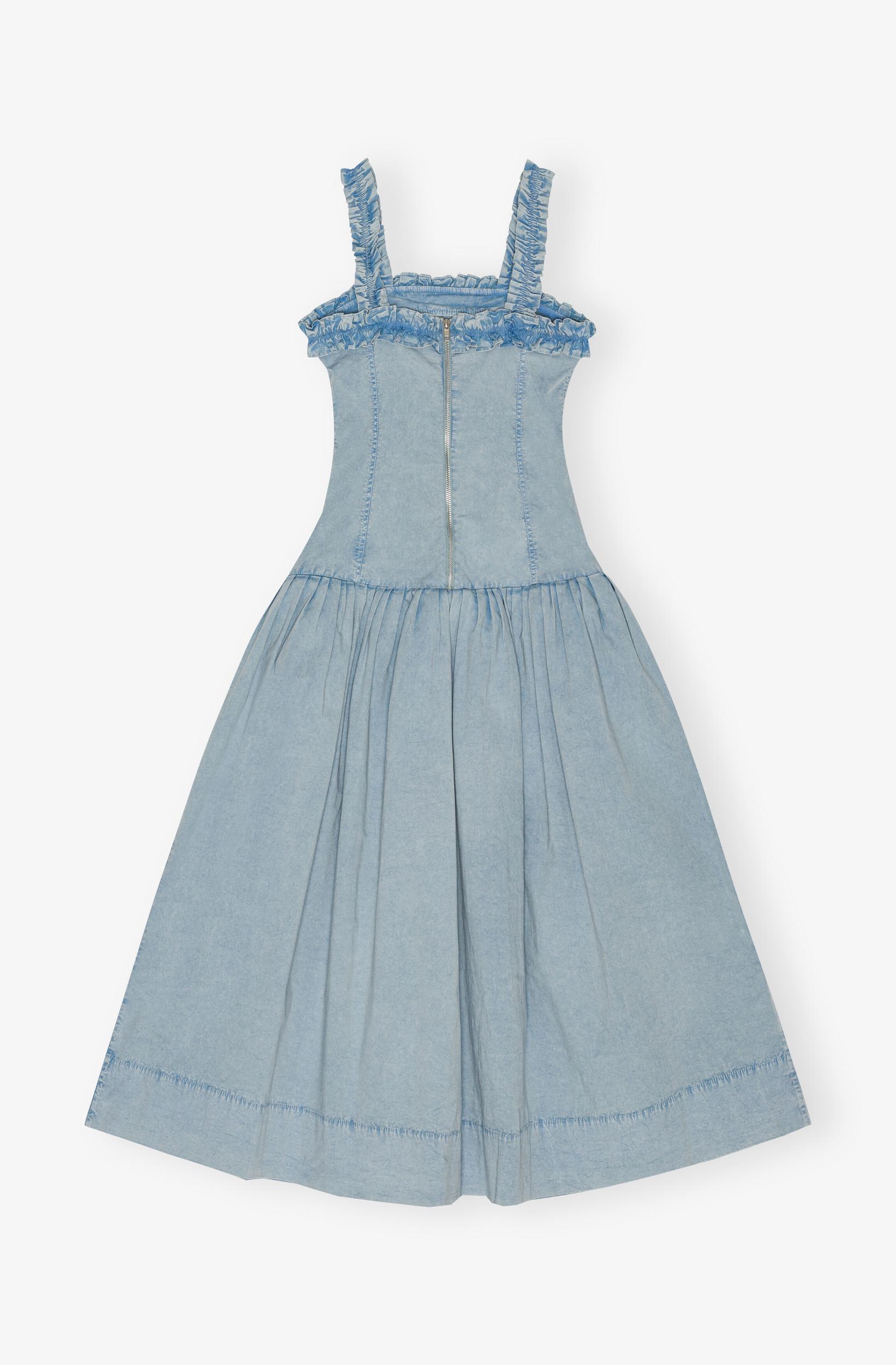 Blue Washed Stretch Cotton Corset Dress Product Image