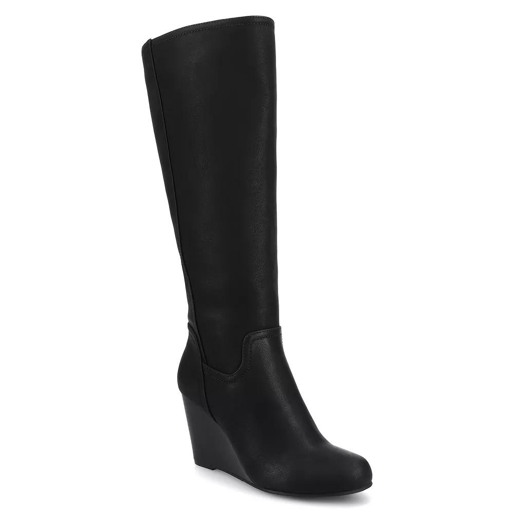 Journee Langly Women's Wedge Knee High Boots, Girl's,  Product Image