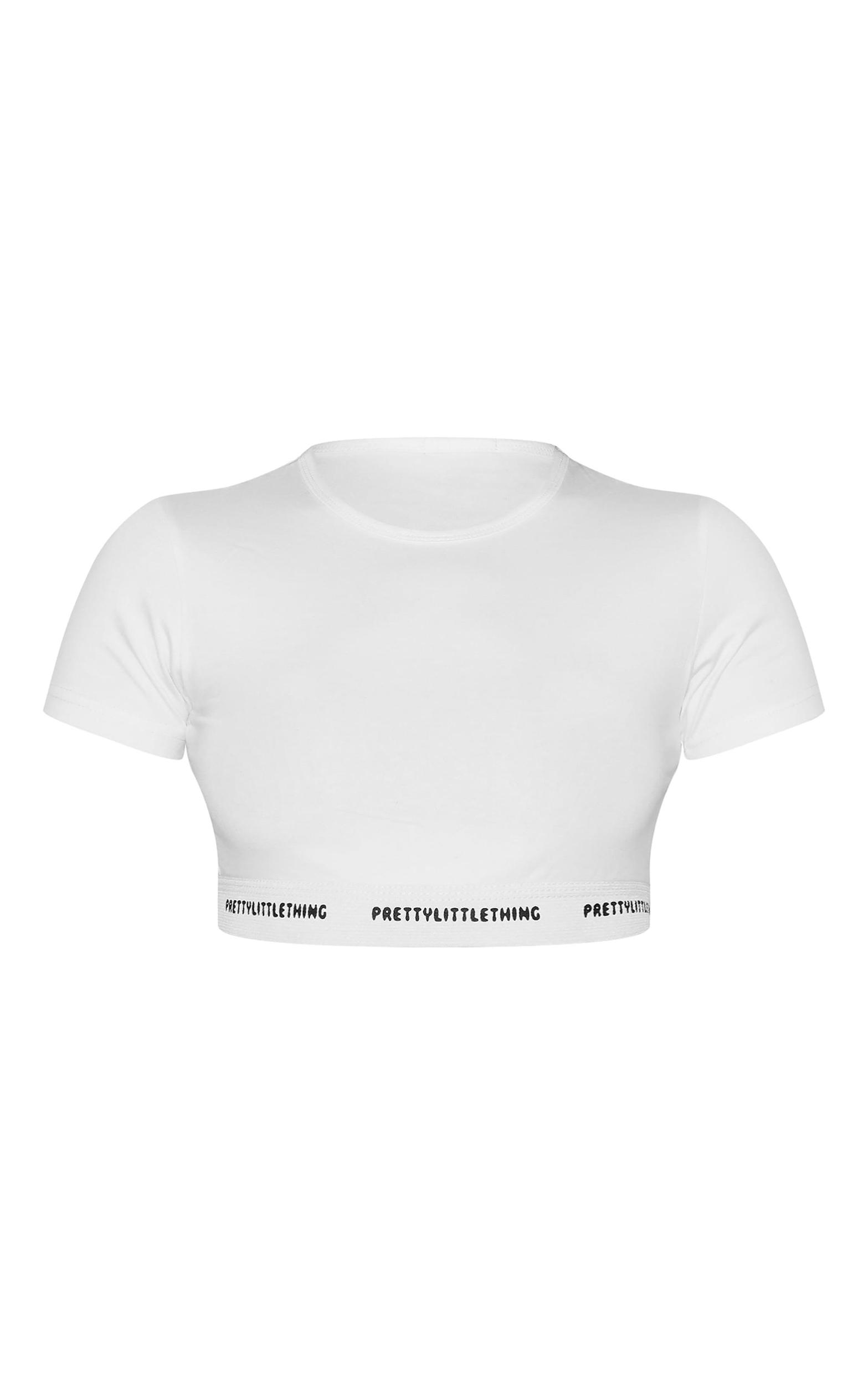PRETTYLITTLETHING Cream Tape Short Sleeve PJ Top Product Image