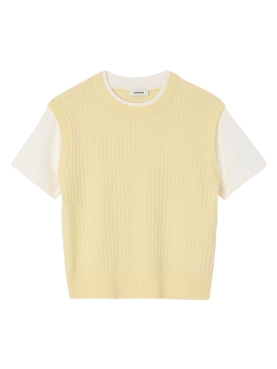 Womens Dual-Material Knit Jumper Product Image