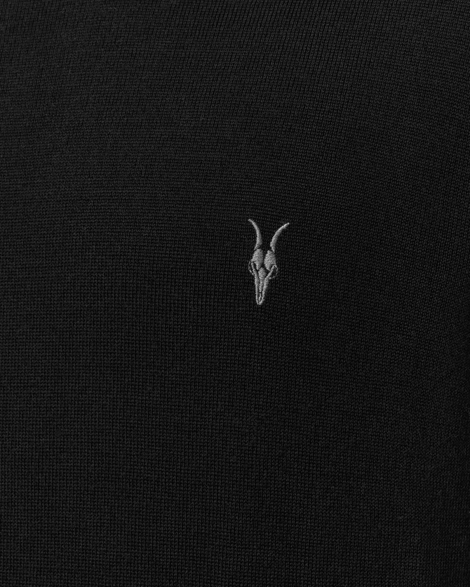 Mode Merino Crew Neck Ramskull Sweater Black | ALLSAINTS US Product Image