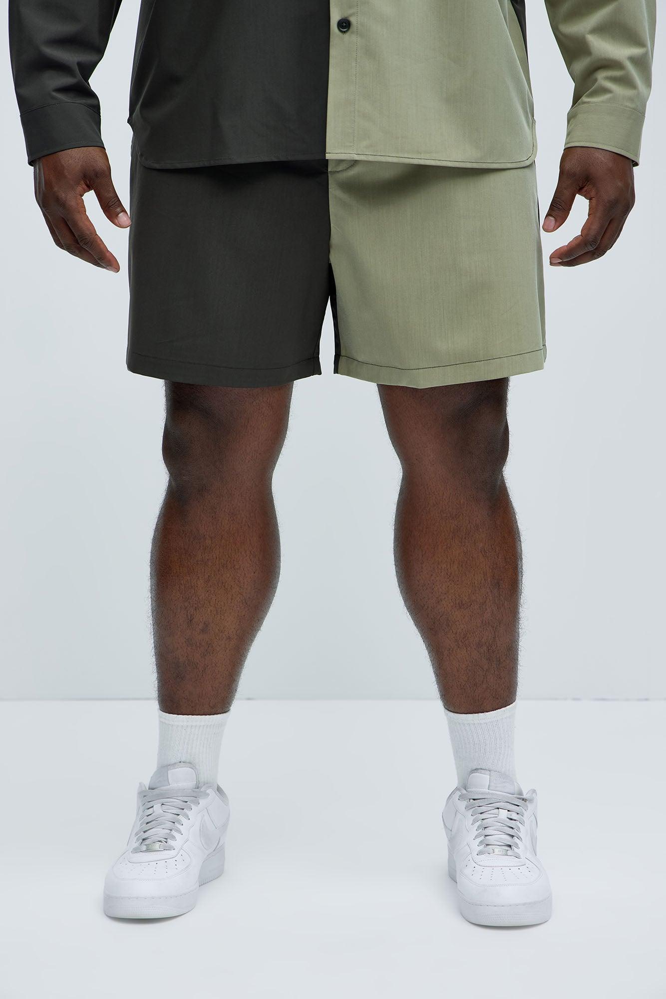 Colorblock Casual Short - Olive/combo Product Image