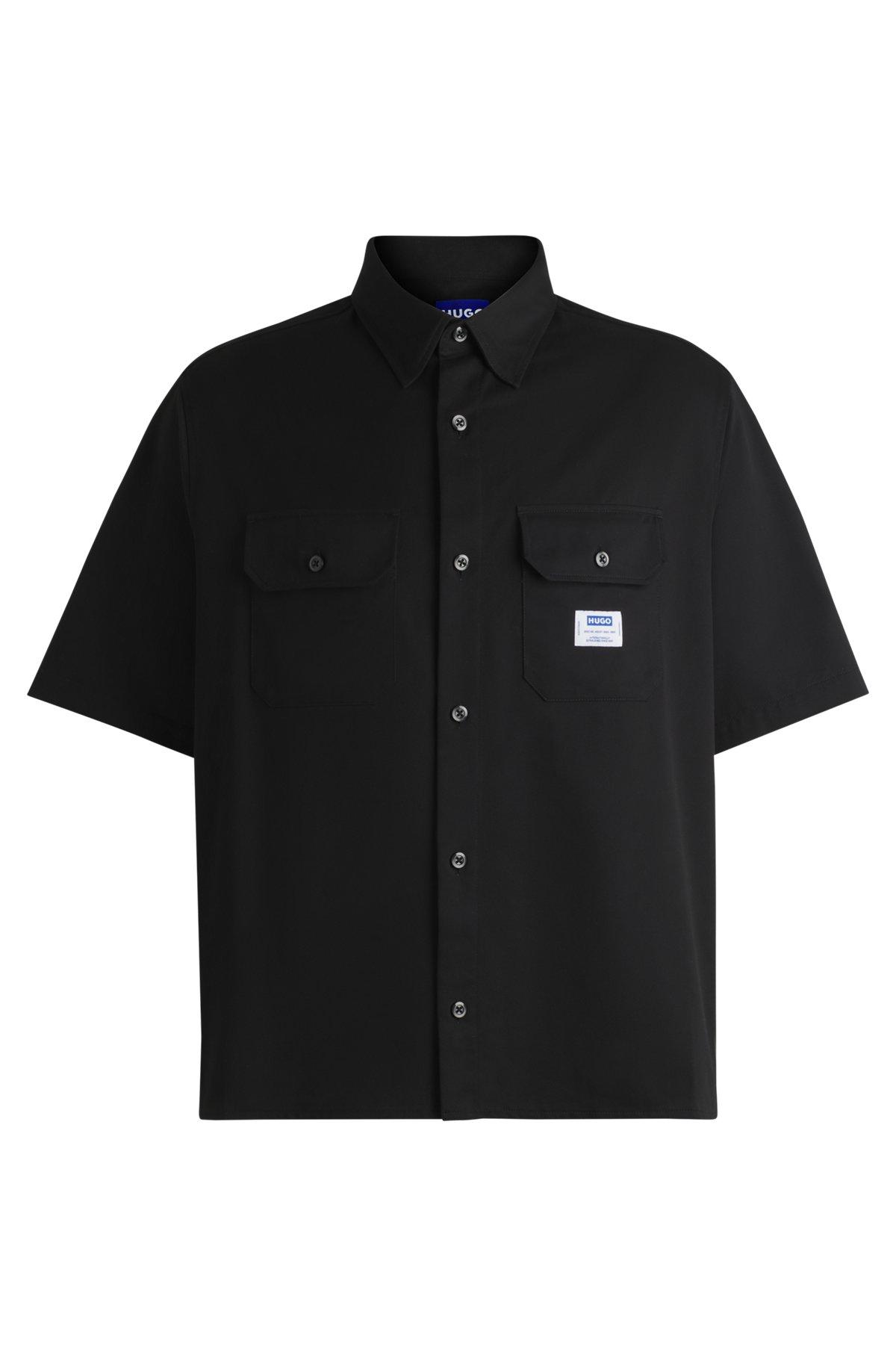 Oversized-fit shirt in cotton twill with zip closure Product Image
