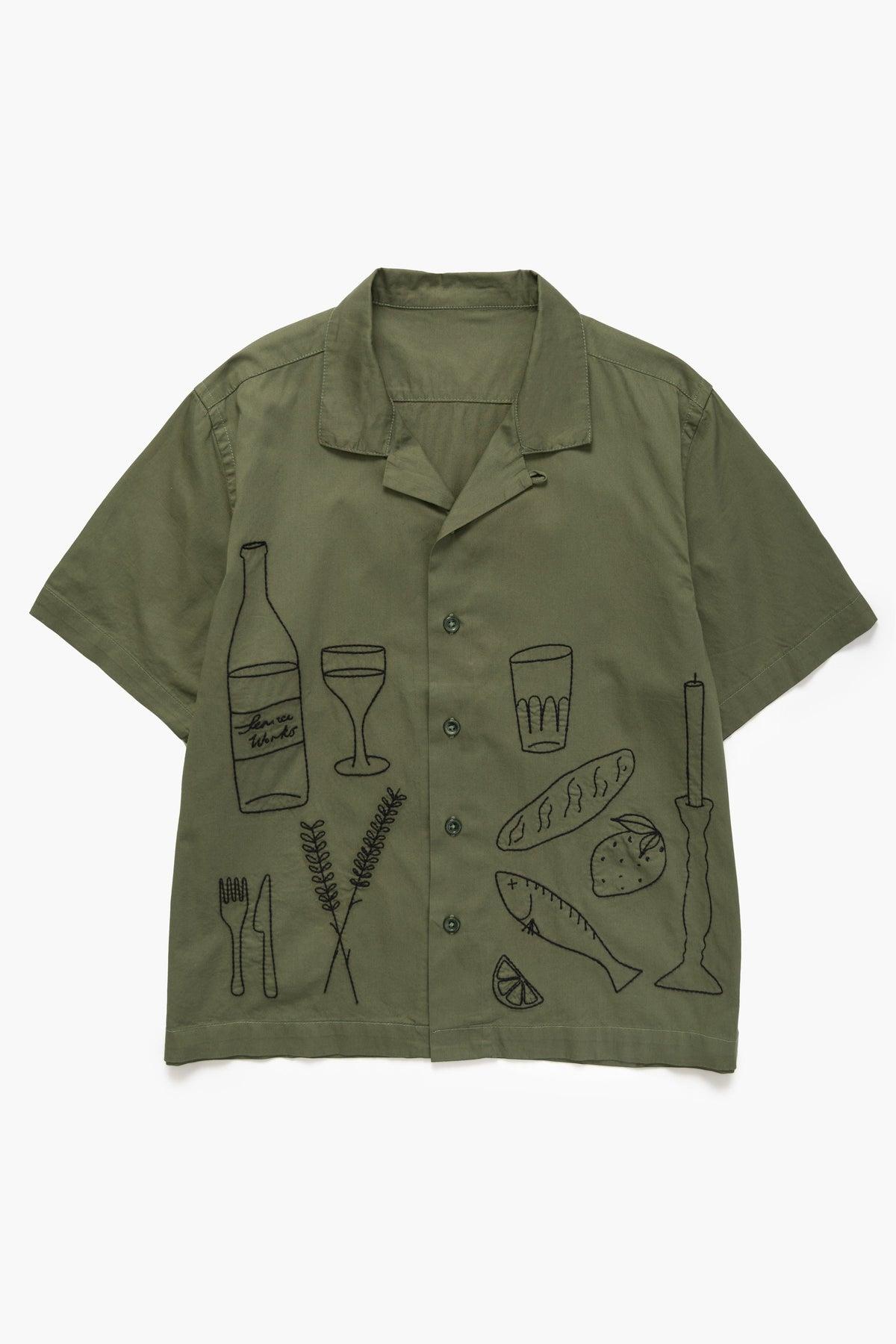 Light Twill Picnic Short Sleeve Shirt - Olive Product Image