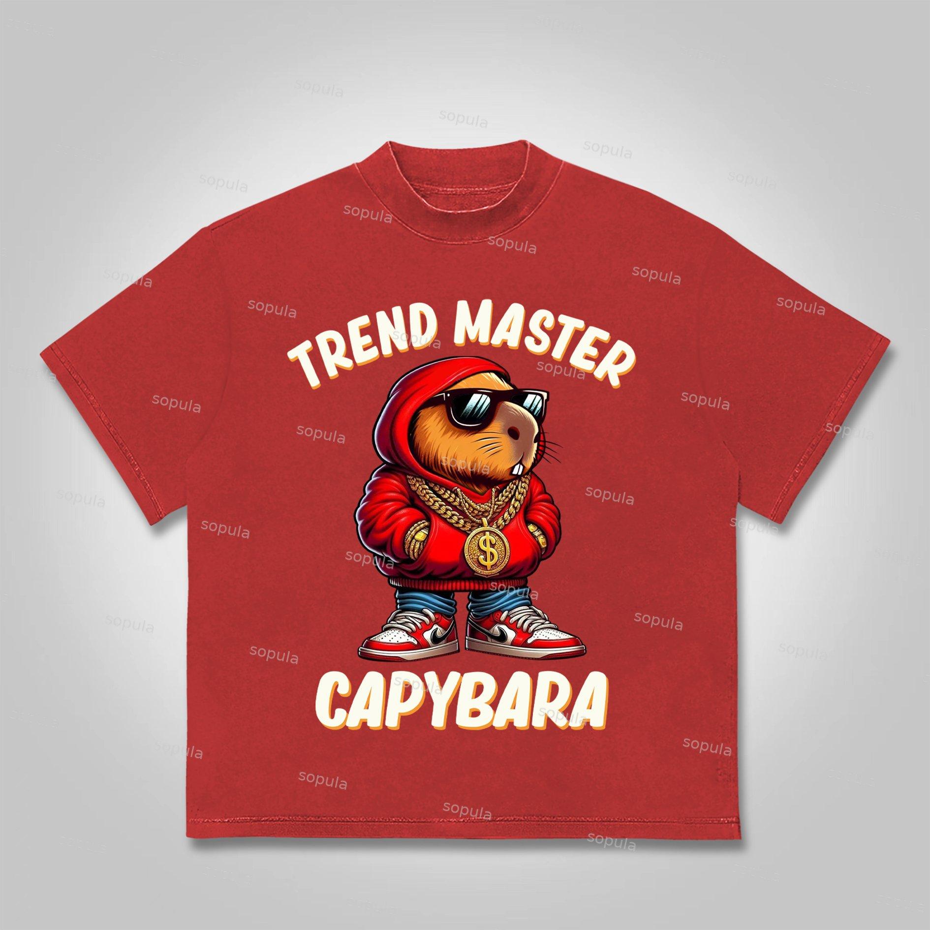 Sopula Capybara Trend Master Cartoon Graphics Cotton T-Shirt Product Image