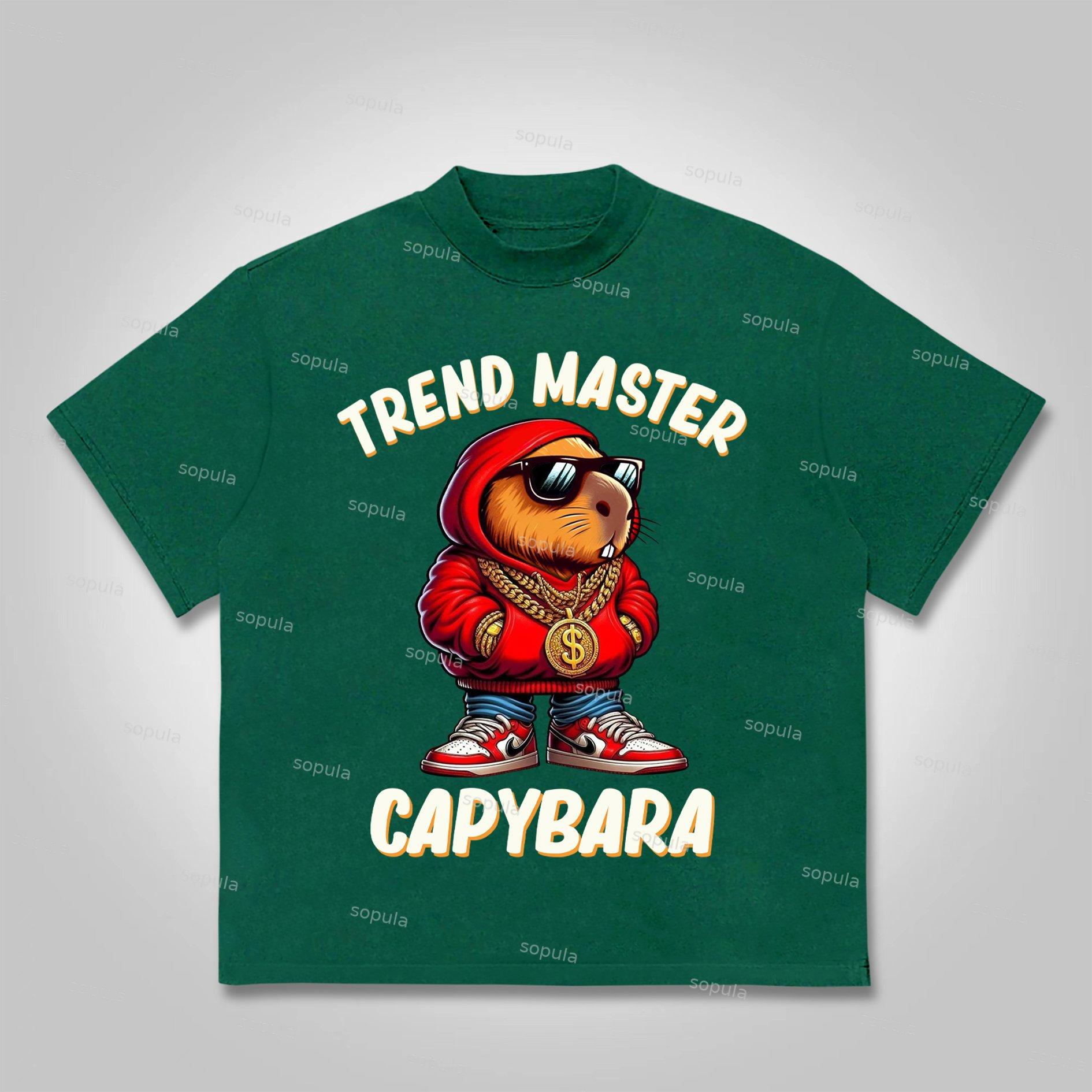 Sopula Capybara Trend Master Cartoon Graphics Cotton T-Shirt Product Image