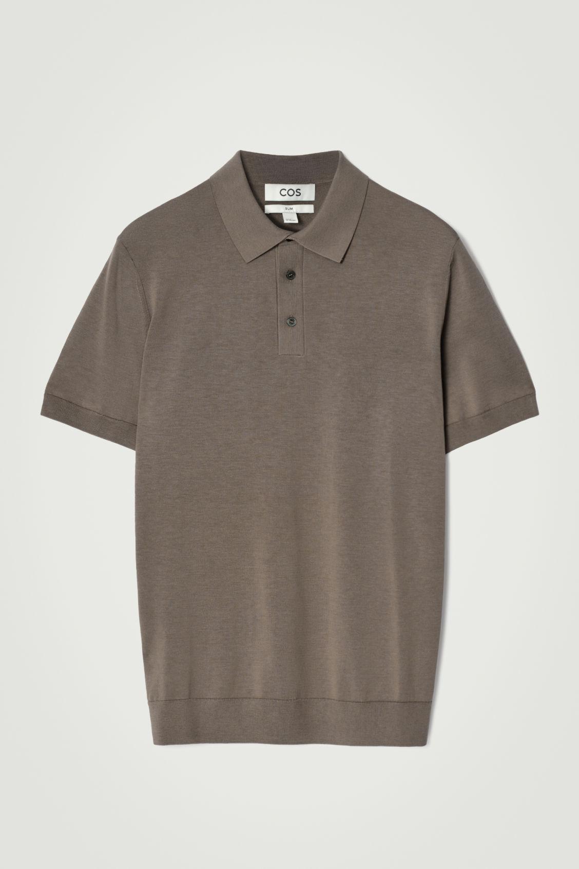 SLIM KNITTED SILK POLO SHIRT Product Image