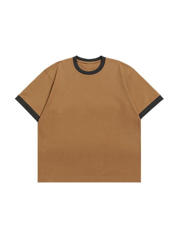 Men's Contrast Color Patchwork Short Sleeve Tee Product Image