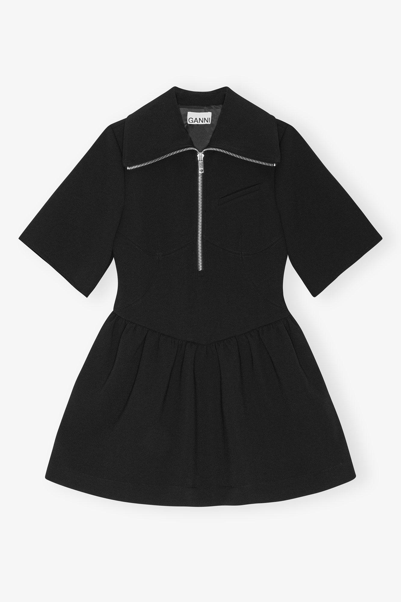 Black Bonded Crepe Mini Dress Product Image