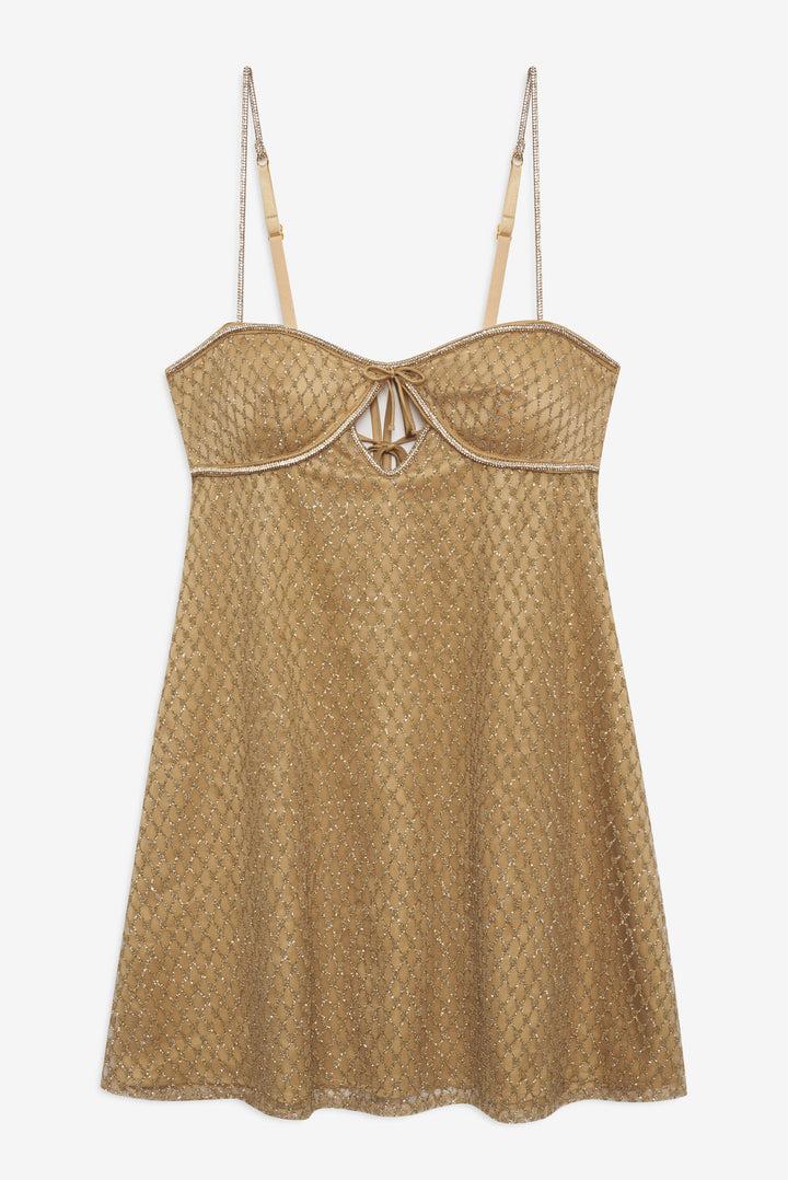 Glitter Slip Dress — Gold Product Image