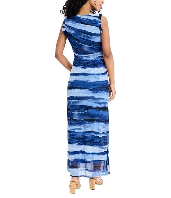 Donna Morgan Power Mesh Multi Print Boat Neck Sleeveless Sheath Midi Dress Product Image